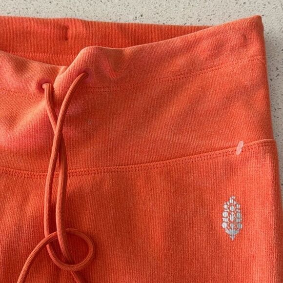 NWOT Free People High Rise Leggings Orange Peach Drawstring M/L Gym Activewear - Picture 15 of 15